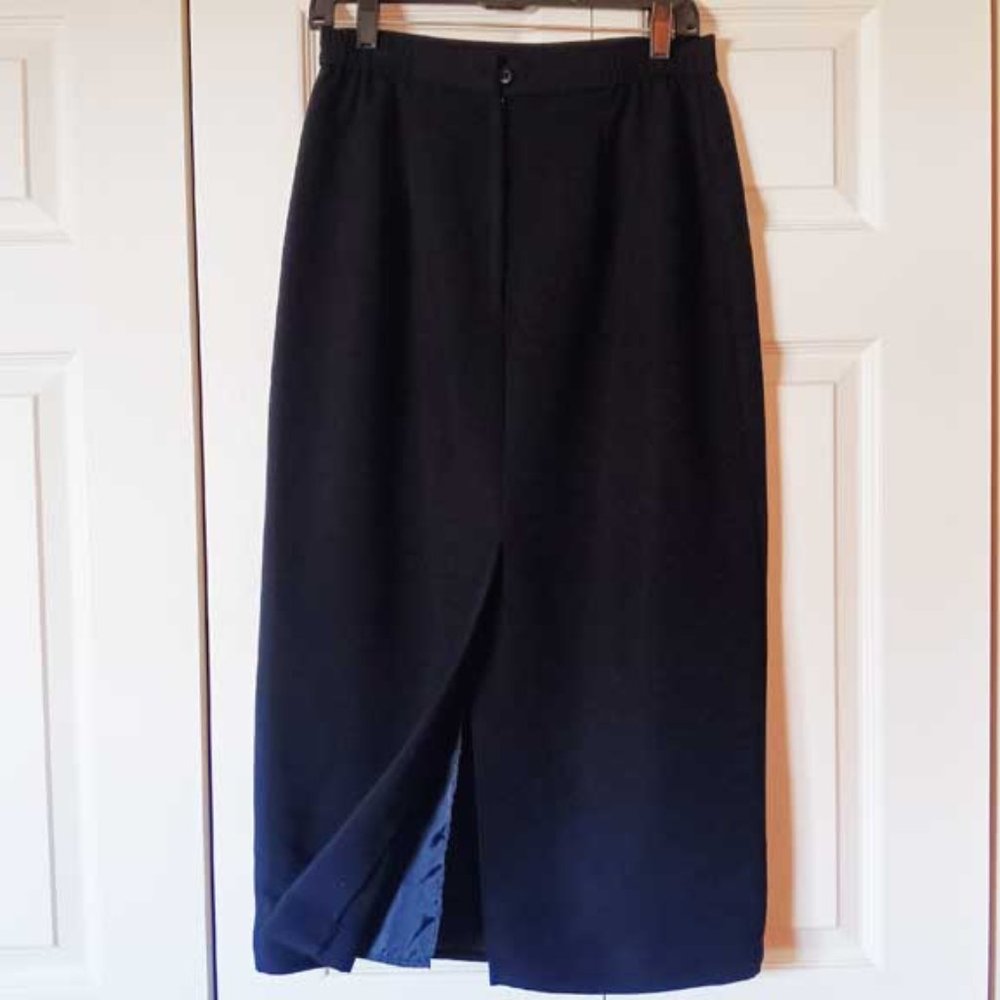 Elegant Black Tea-length Lined Skirt, Laura Scott, Size 10